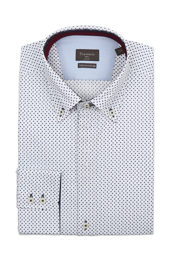 Roma Iconic Herren Hemd Poplin Stretch Weiss Blau