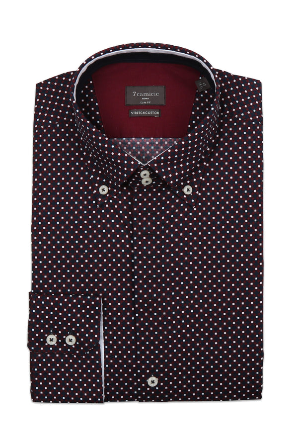 Chemise Homme Roma Iconic Popelin Stretch Bleu Rouge