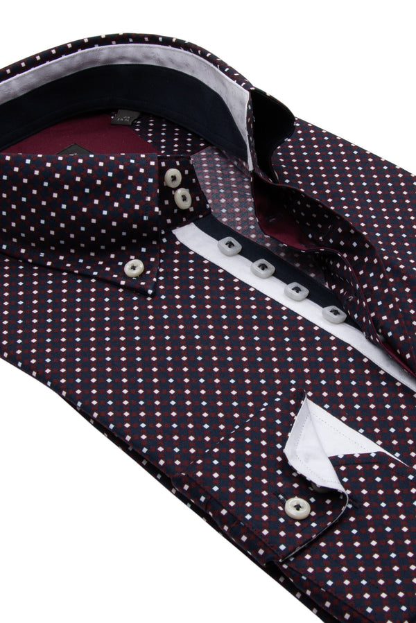 Chemise Homme Roma Iconic Popelin Stretch Bleu Rouge