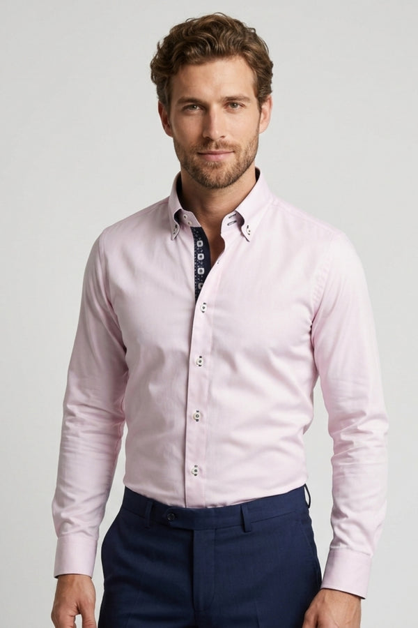 Chemise Homme Roma Iconic Satin Rose