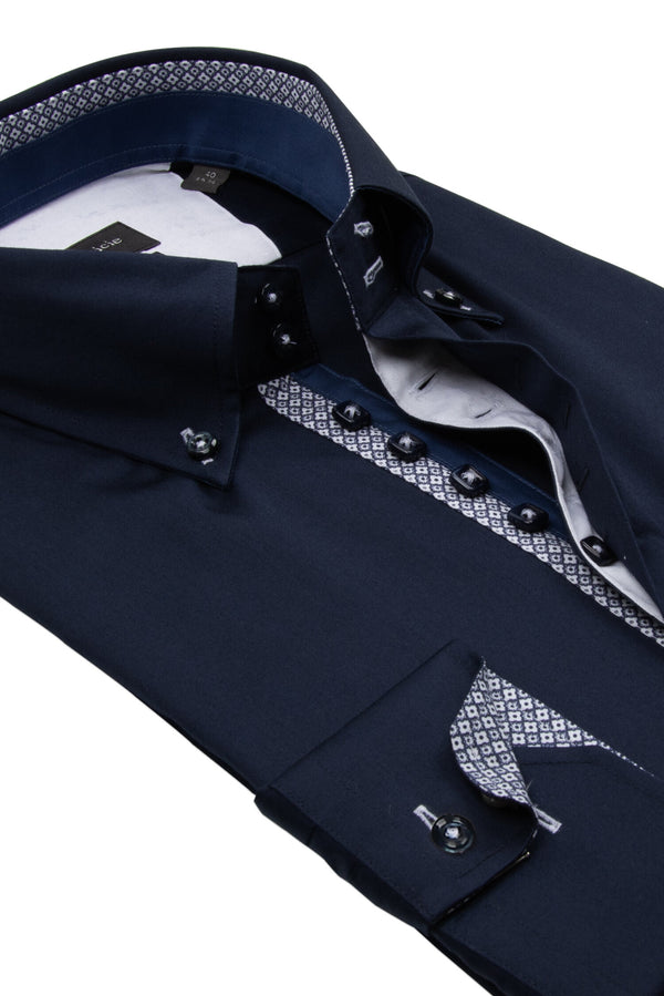 Roma Iconic Herren Hemd Satin Blau
