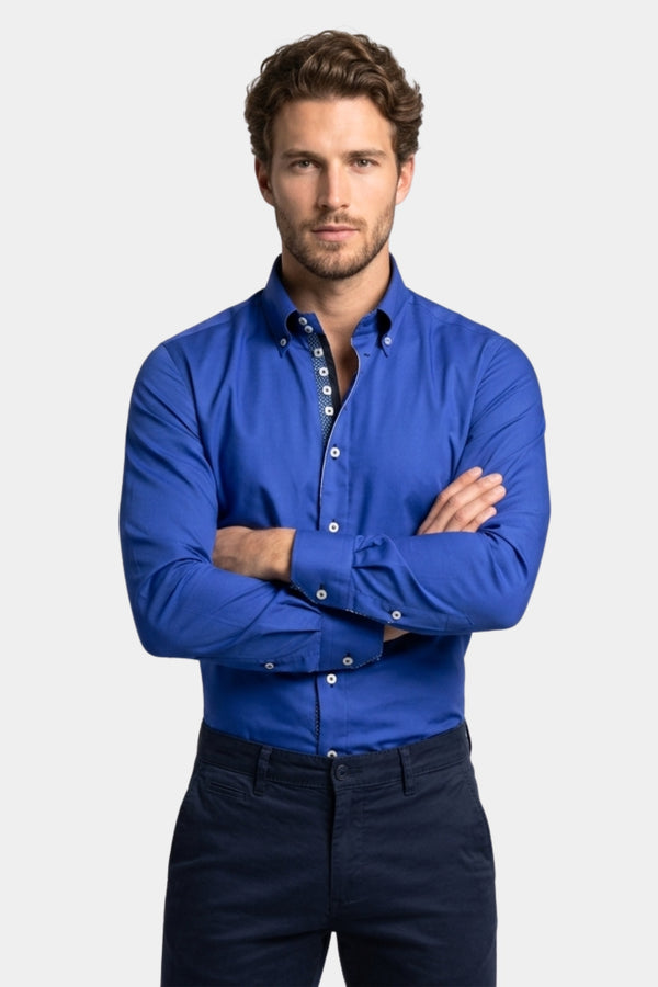 Roma Iconic Herren Hemd Satin Navy blau