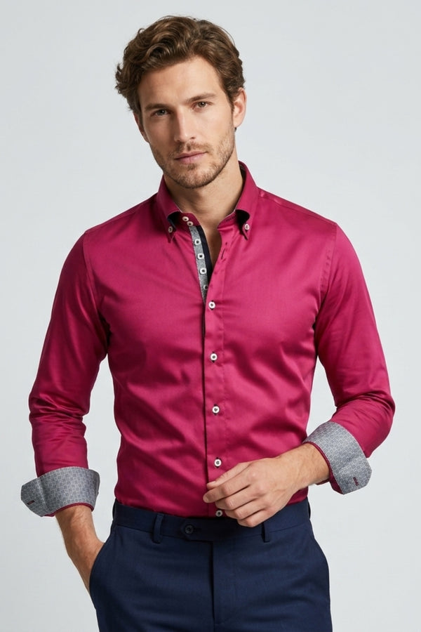 Roma Iconic Herren Hemd Satin Violett