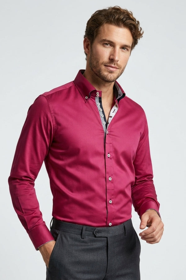 Roma Iconic Herren Hemd Satin Violett