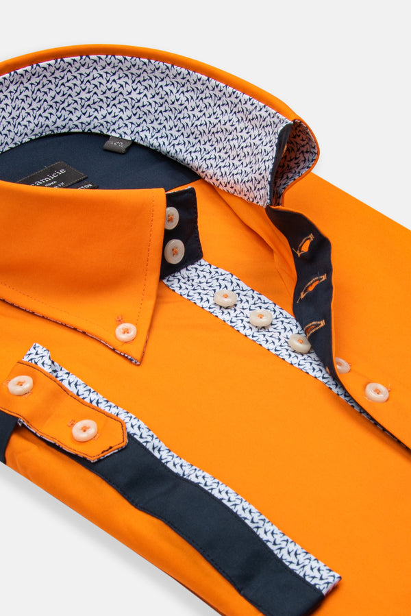 Chemise Homme Manche Courte Roma Iconic Popelin Stretch Orange