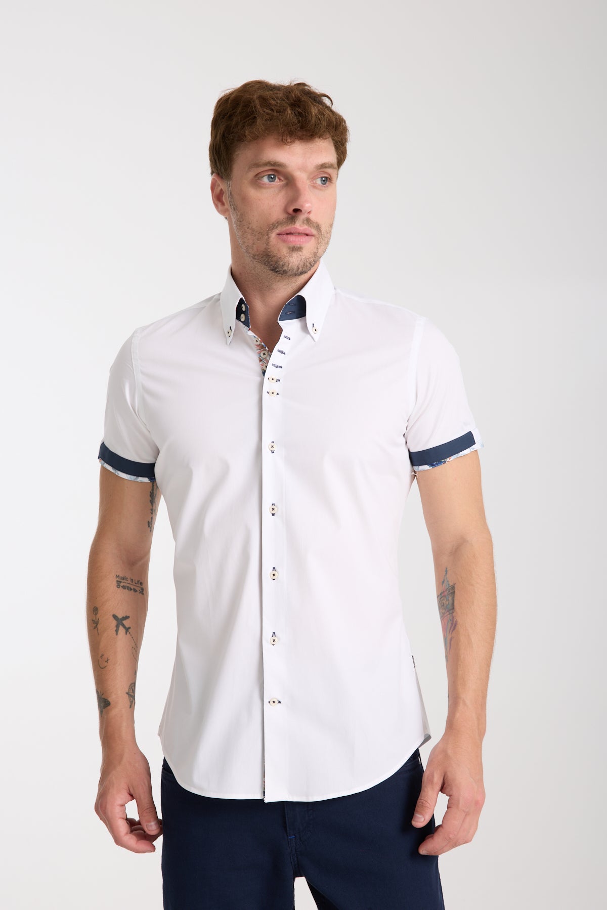 Camicie Uomo Camicia Slim Fit Maniche Corte Camicia Maniche Corte
