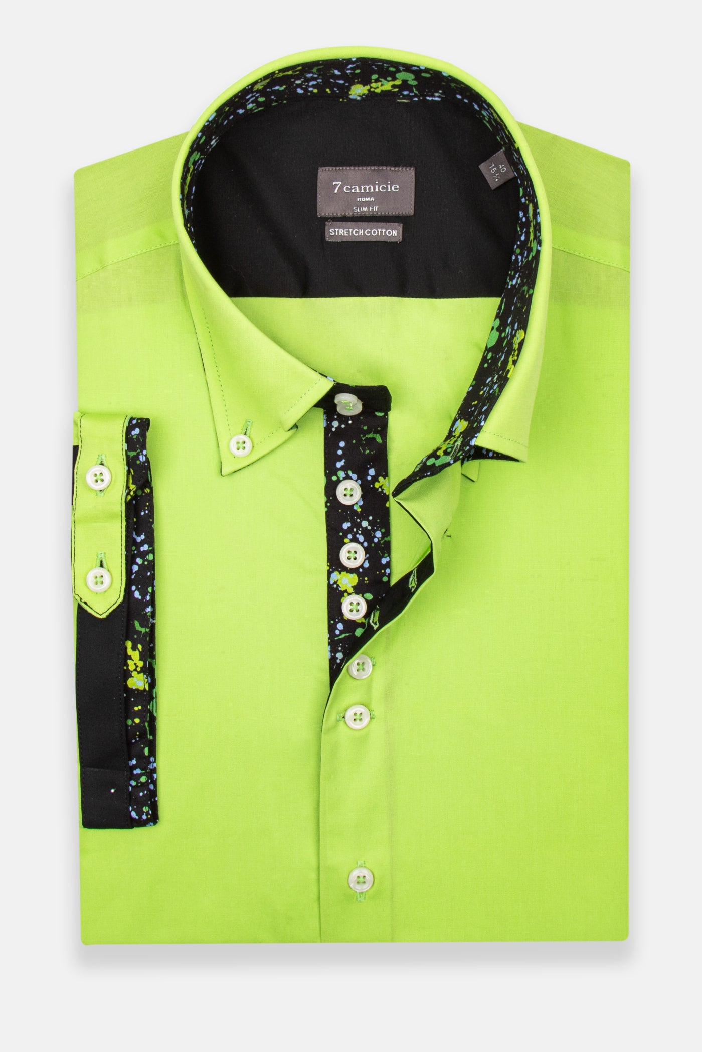 Roma Poplin Stretch Man Shirt Green 7 Camicie Roma Poplin Stretch Man Shirt Green 7 Camicie