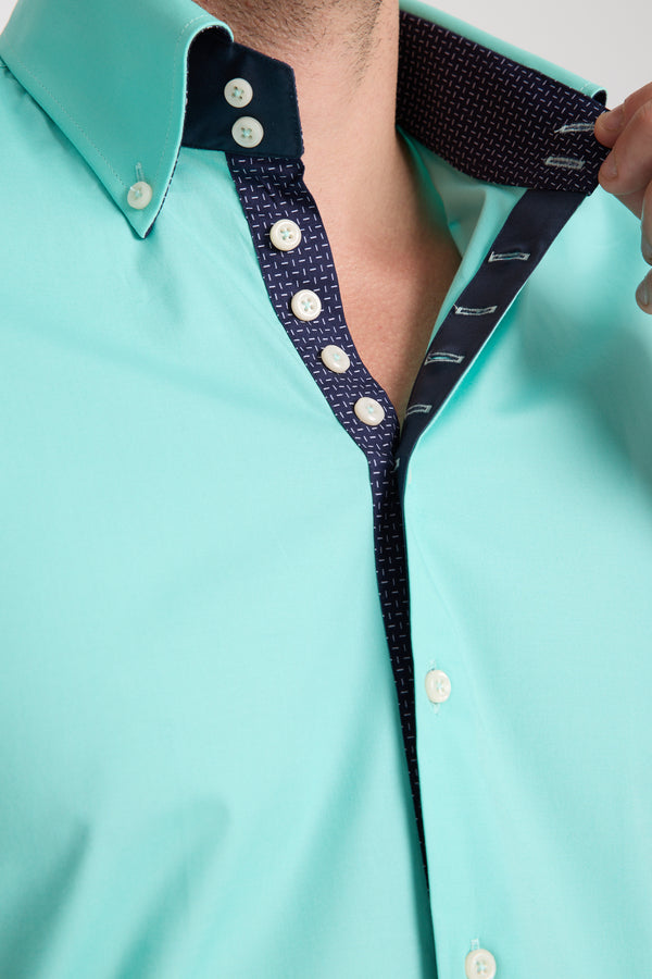 Chemise Homme Manche Courte Roma Iconic Popelin Stretch Vert