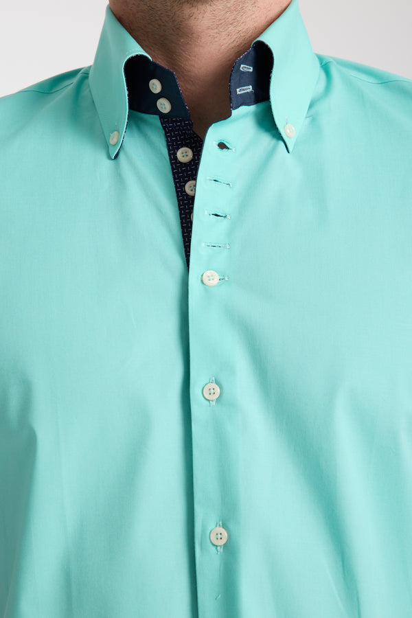 Chemise Homme Manche Courte Roma Iconic Popelin Stretch Vert
