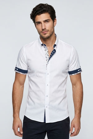 Camicia Uomo Manica Corta Roma Iconic Popelin Stretch Bianco