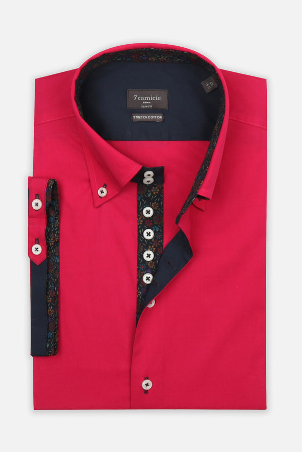 Camisa Hombre Manga corta Roma Iconic Popelin Stretch Rosa