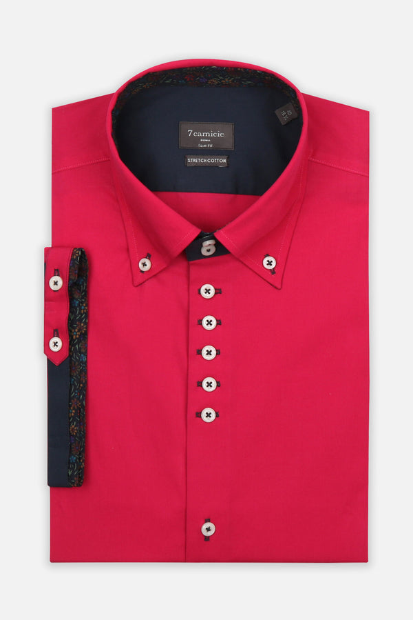 Camisa Hombre Manga corta Roma Iconic Popelin Stretch Rosa