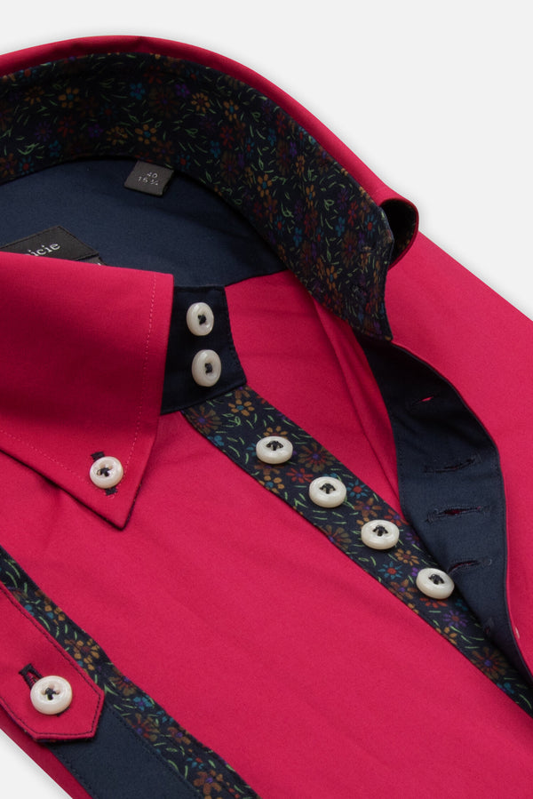 Camisa Hombre Manga corta Roma Iconic Popelin Stretch Rosa