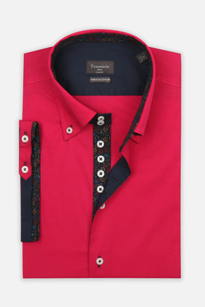 Roma Iconic Herren Hemd Kurzarm Poplin Stretch Rosa