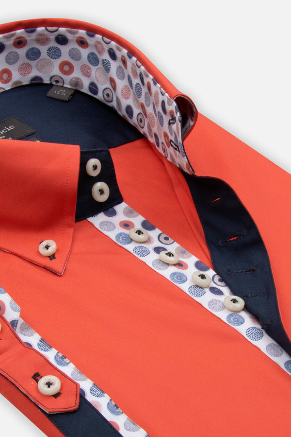 Camisa Hombre Manga corta Roma Iconic Popelin Stretch Rojo