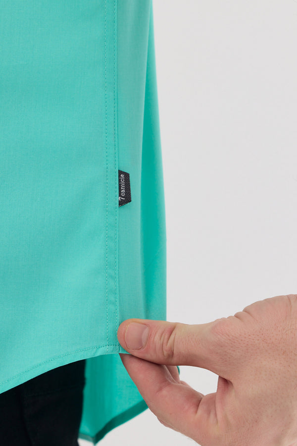 Camicia Uomo Manica Corta Roma Iconic Popelin Stretch Verde