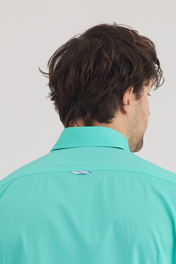 Camicia Uomo Manica Corta Roma Iconic Popelin Stretch Verde