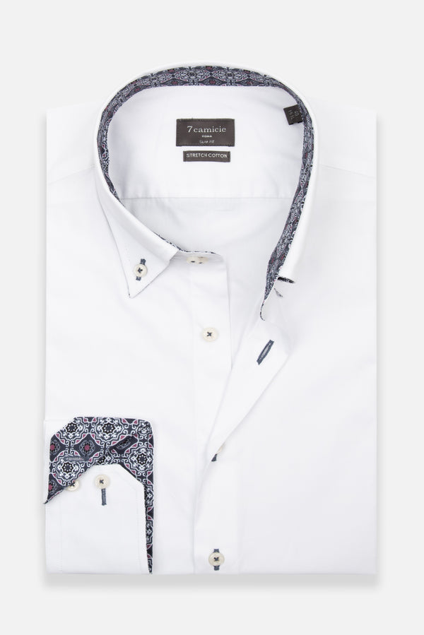 Roma Sport Poplin Stretch Man Shirt White