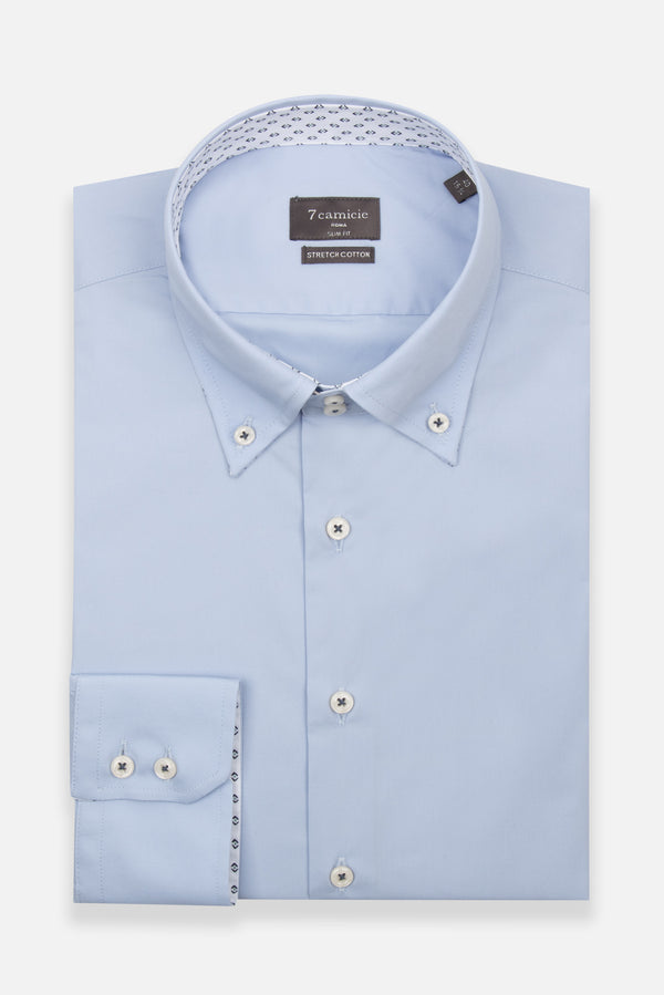 Roma Sport Poplin Stretch Man Shirt Light Blue