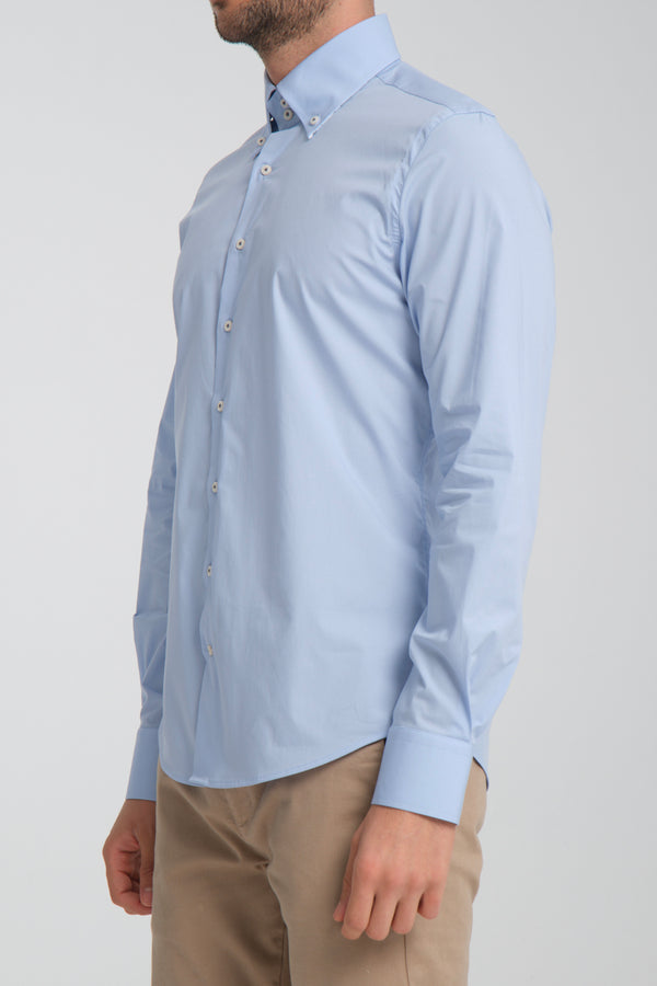 Roma Sport Poplin Stretch Man Shirt Light Blue