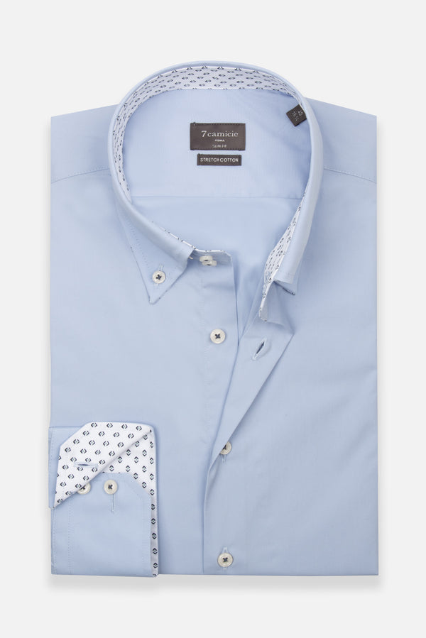 Roma Sport Poplin Stretch Man Shirt Light Blue