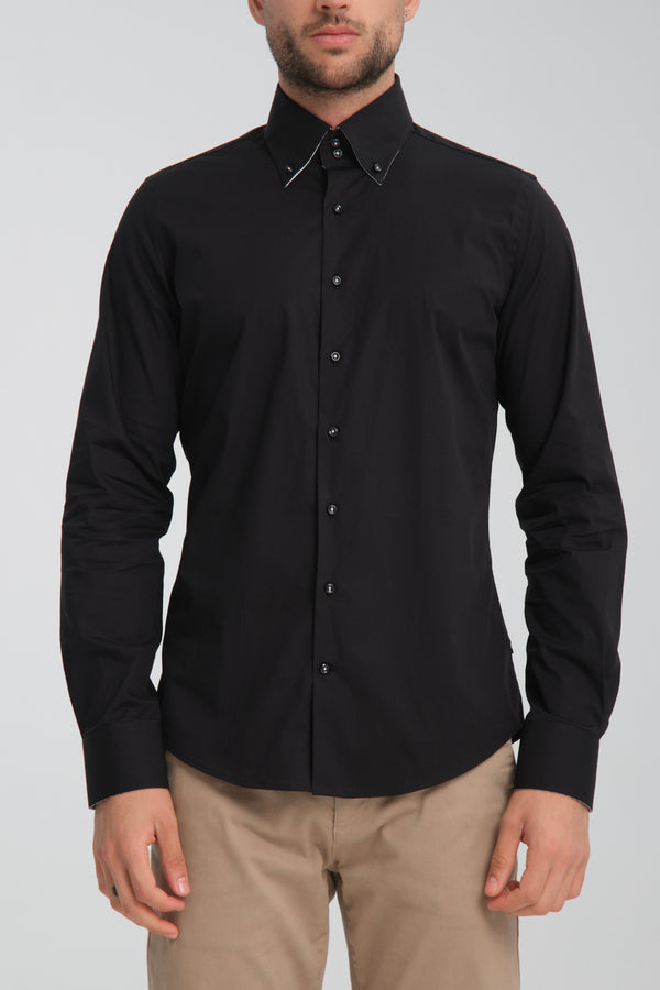 Camicia Uomo Roma Sport Popelin Stretch Nero