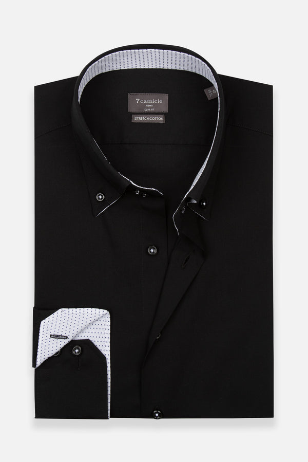 Camicia Uomo Roma Sport Popelin Stretch Nero