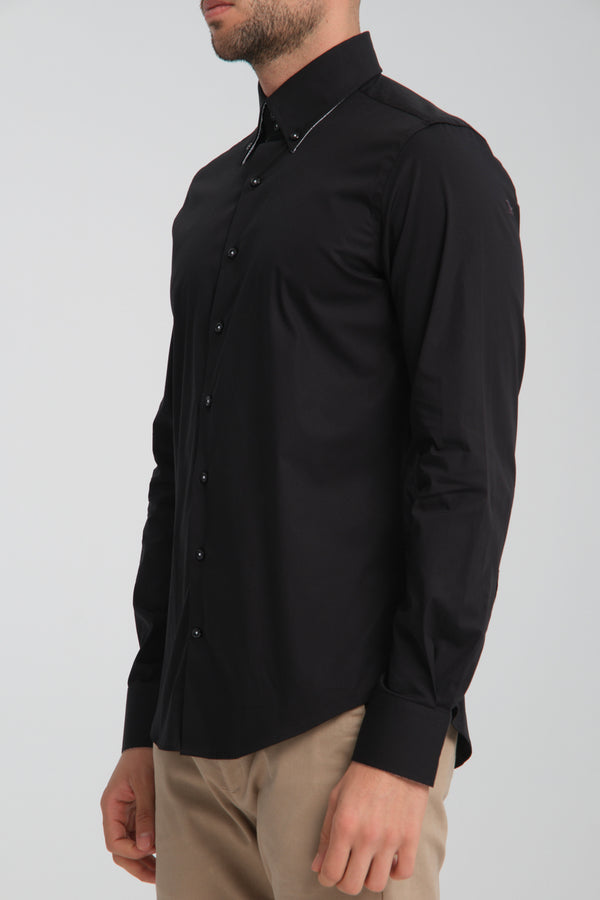 Camicia Uomo Roma Sport Popelin Stretch Nero