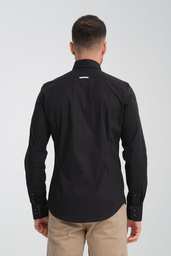 Camicia Uomo Roma Sport Popelin Stretch Nero