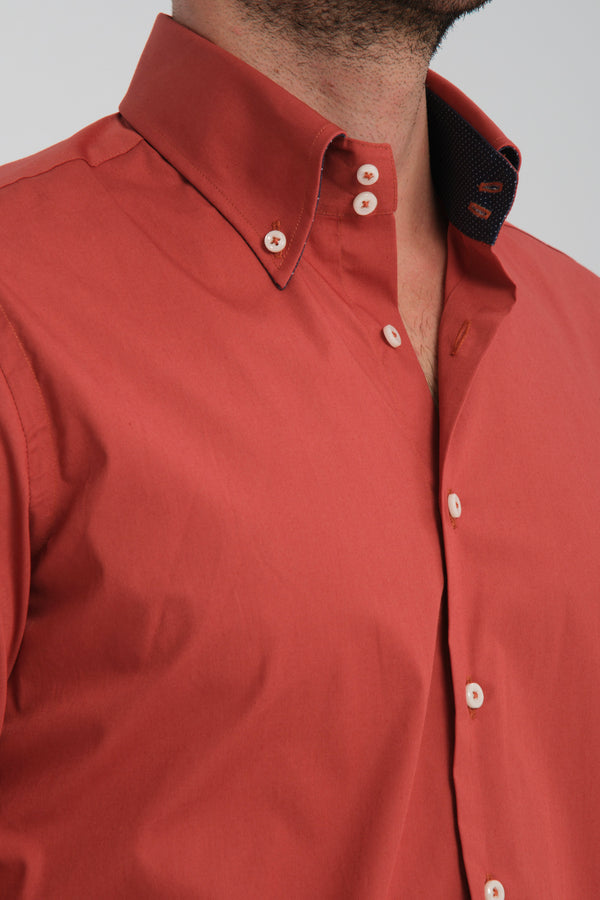 Camicia Uomo Roma Sport Popelin Stretch Rosso