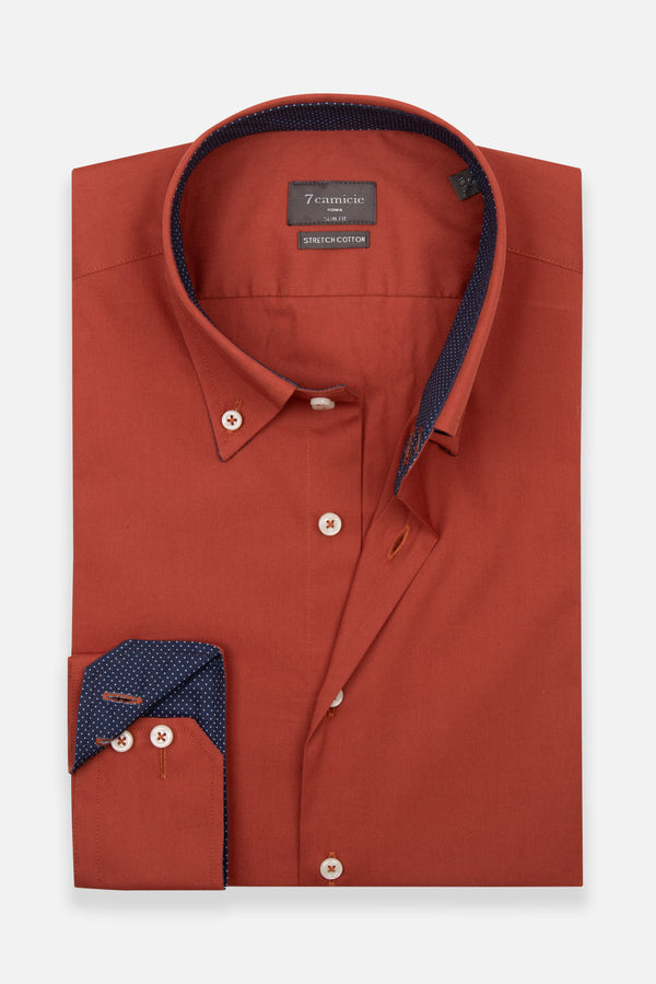 Camicia Uomo Roma Sport Popelin Stretch Rosso