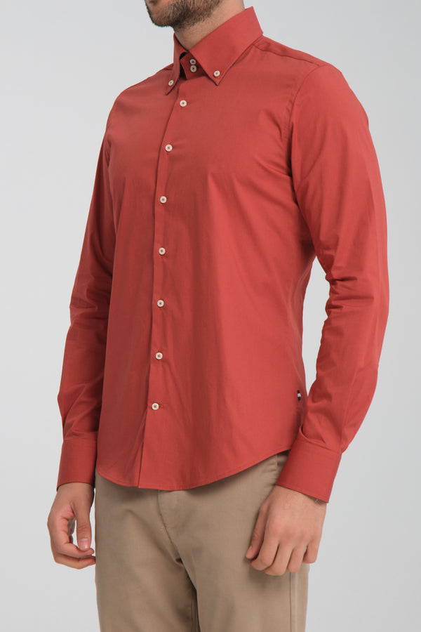 Camicia Uomo Roma Sport Popelin Stretch Rosso