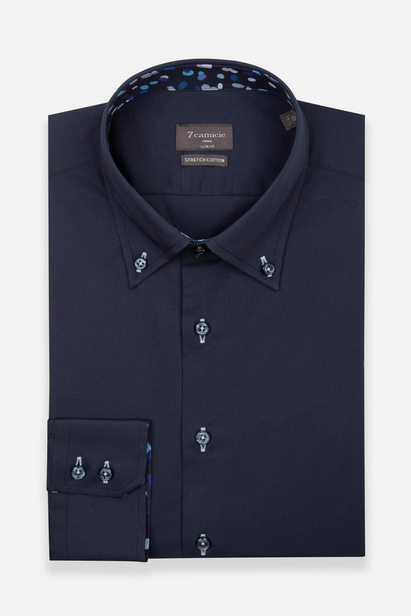 Roma Sport Poplin Stretch Man Shirt Blue