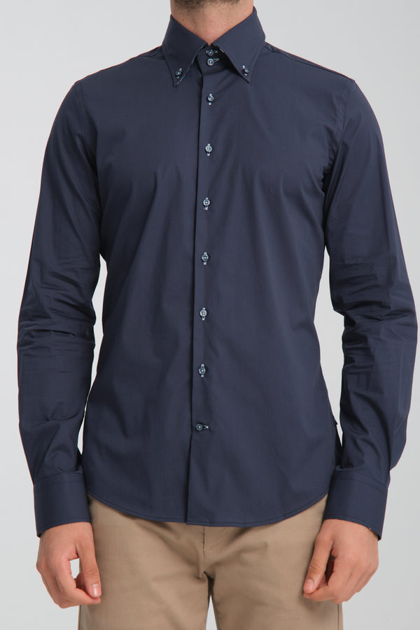 Camicia Uomo Roma Sport Popelin Stretch Blu