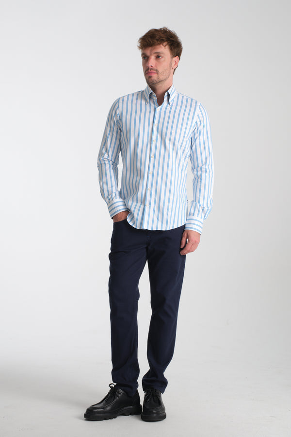 Camisa Hombre Roma Sport Armaturato Blanco Azul Claro