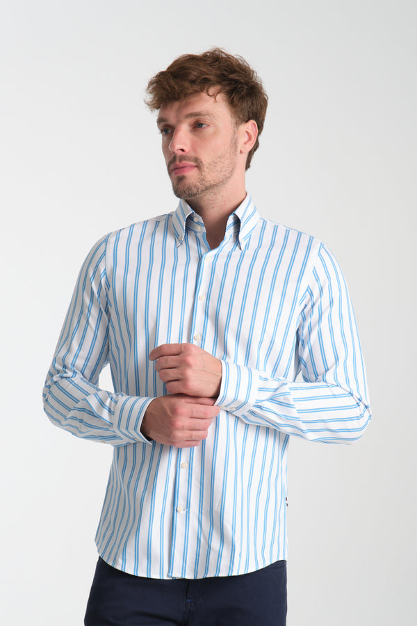 Camisa Hombre Roma Sport Armaturato Blanco Azul Claro