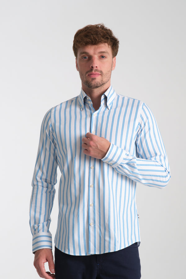 Camisa Hombre Roma Sport Armaturato Blanco Azul Claro