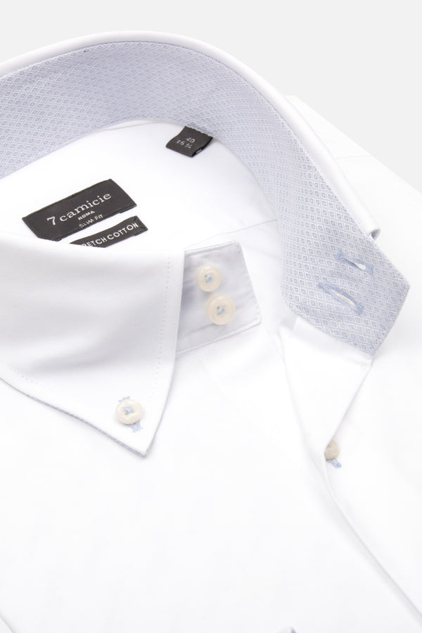 Camicia Uomo Roma Sport Popelin Stretch Bianco