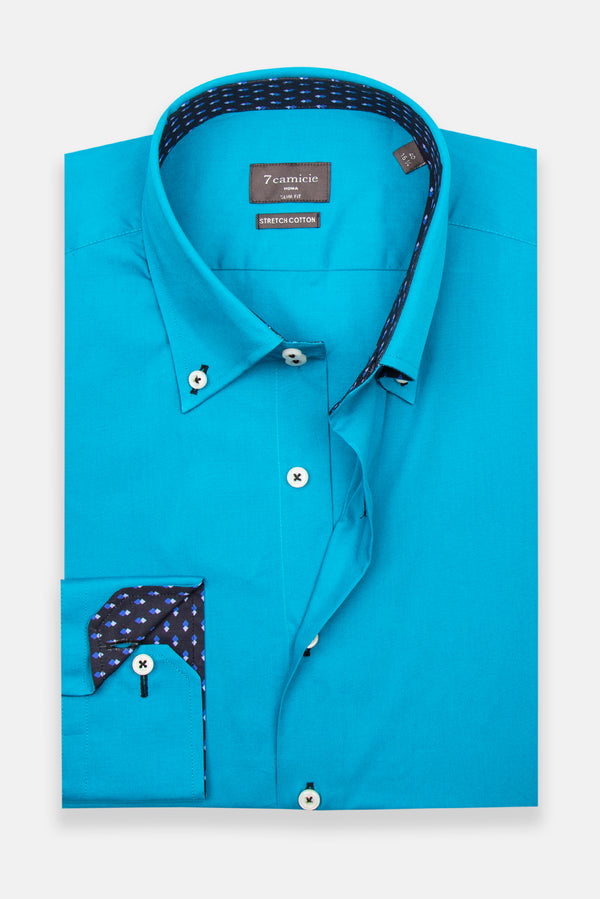 Roma Sport Herren Hemd Poplin Stretch Hellblau