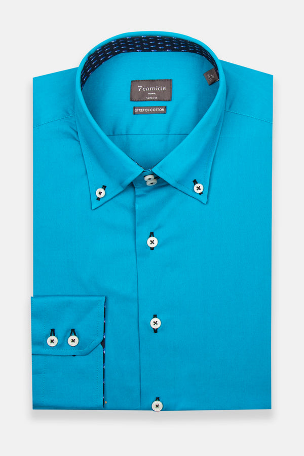 Roma Sport Herren Hemd Poplin Stretch Hellblau