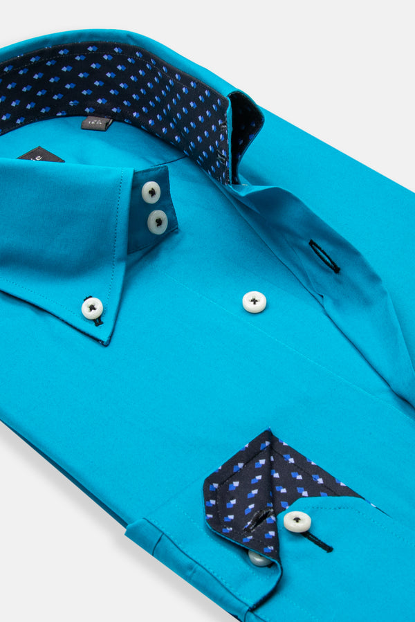 Roma Sport Herren Hemd Poplin Stretch Hellblau