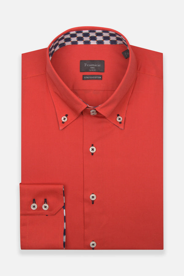 Roma Sport Poplin Stretch Man Shirt Red