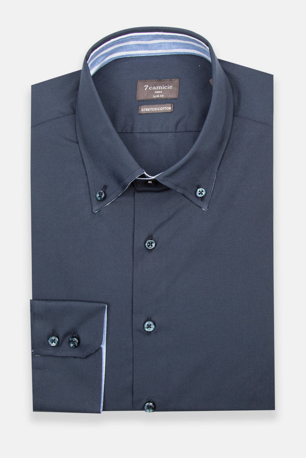 Roma Sport Herren Hemd Poplin Stretch Blau