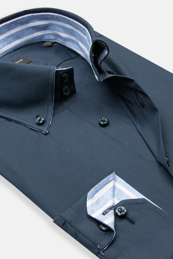 Roma Sport Herren Hemd Poplin Stretch Blau