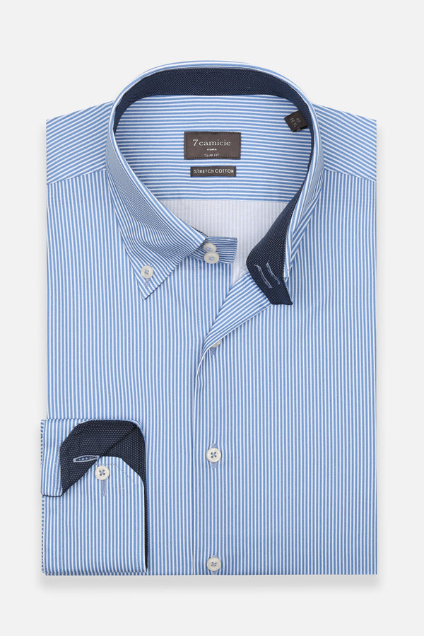 Roma Sport Poplin Stretch Man Shirt White Blue