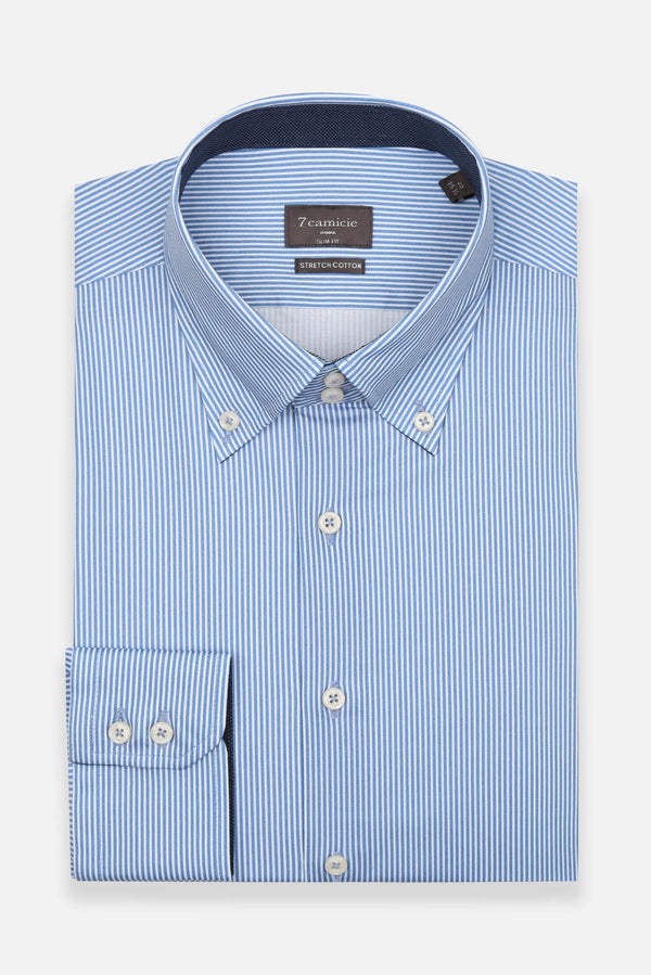 Roma Sport Poplin Stretch Man Shirt White Blue