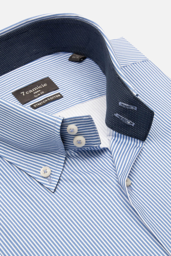 Roma Sport Poplin Stretch Man Shirt White Blue