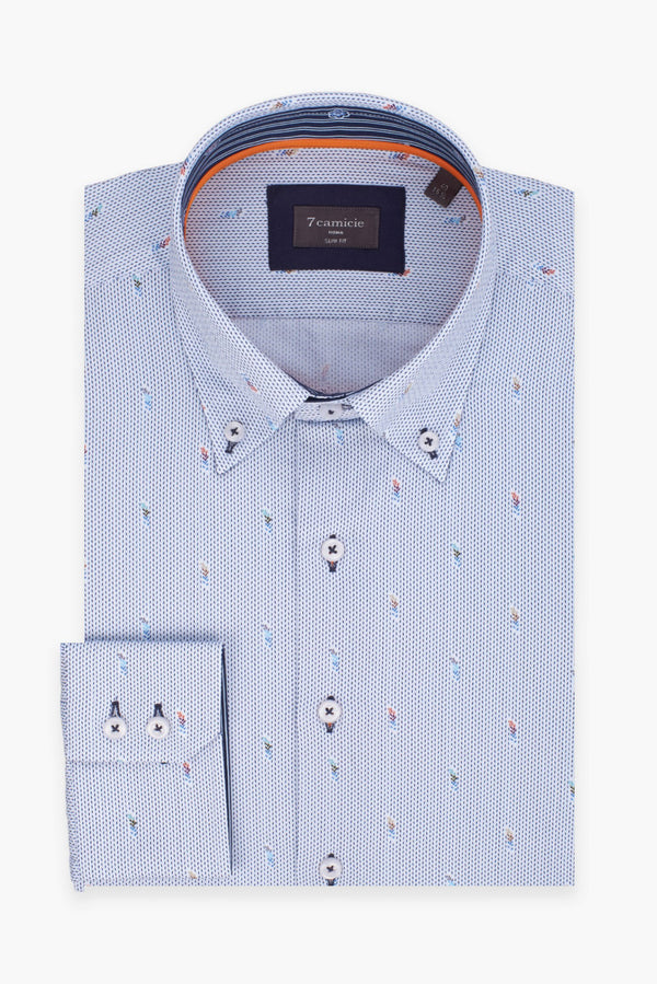 Camisa Hombre Roma Iconic Armaturato Blanco Azul