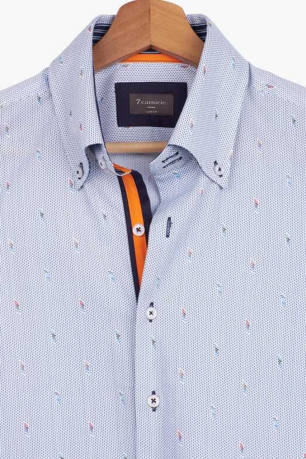 Camisa Hombre Roma Iconic Armaturato Blanco Azul