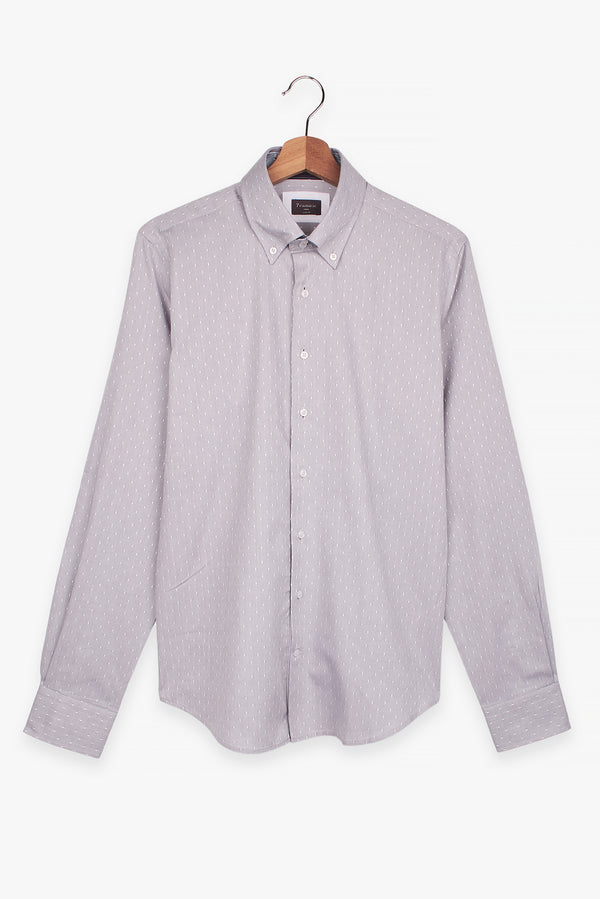 Camisa Hombre Roma Iconic Oxford Gris Blanco